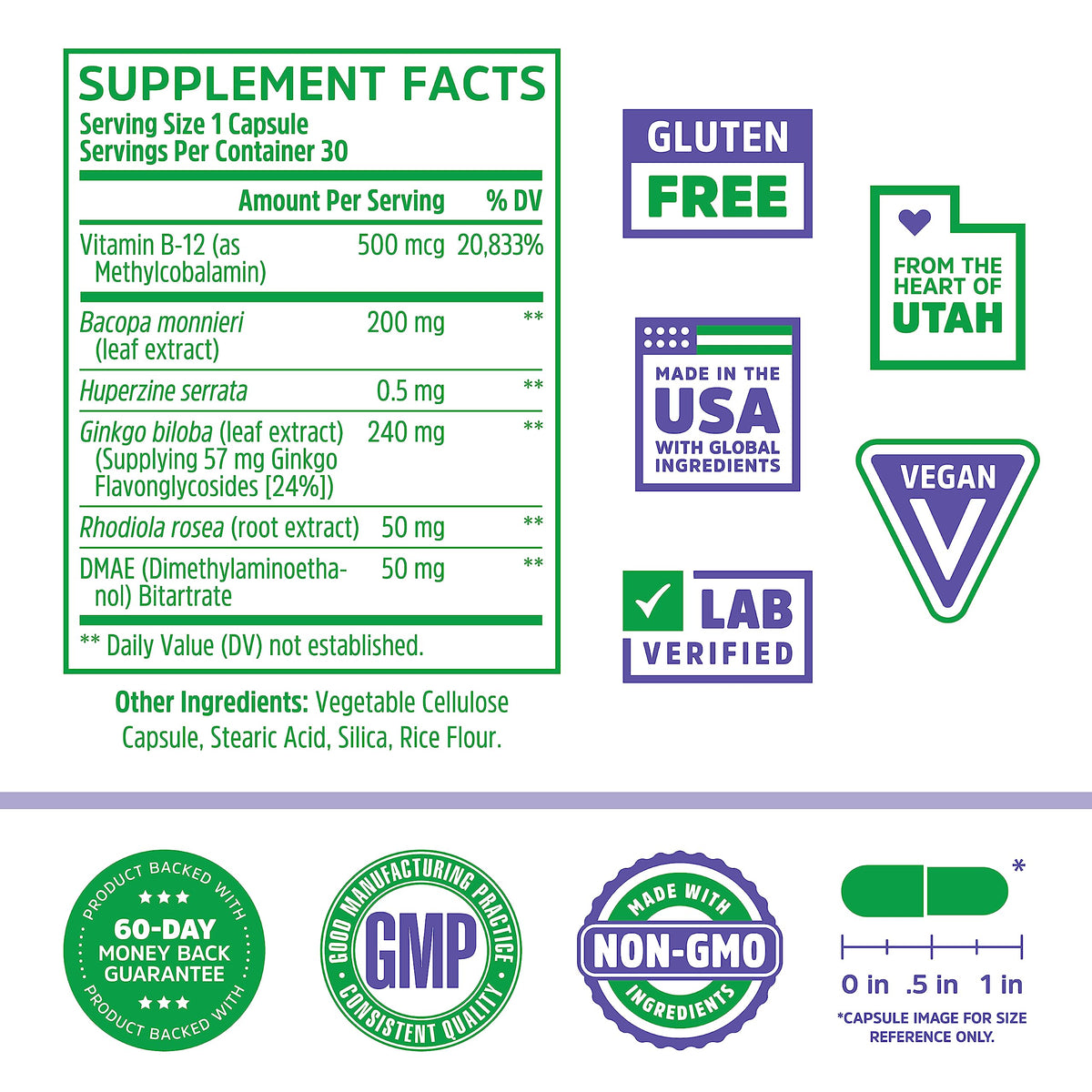 Zhou Neuro Peak Brain Support Supplement | Memory, Focus & Clarity Formula | DMAE
