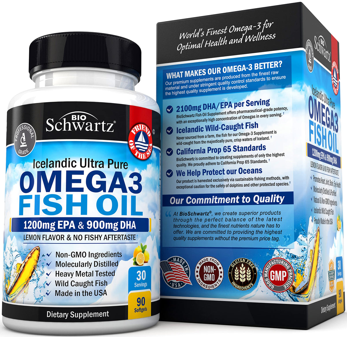 Omega 3 Fish Oil Supplement - 1200mg EPA and 900mg DHA Fatty Acid Per Serving