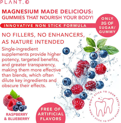 Calm Magnesium Gummies 300 mg per Serving of Magnesium Citrate | Relaxation, Muscle, Bone, & Energy Support | Raspberry Flavor | 60 Chewable Magnesium