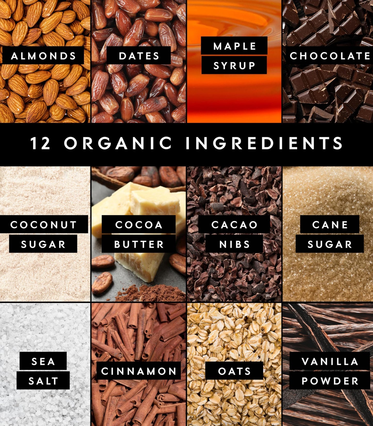 Truvani Plant Based Snack Bars | Variety | 12 Pack | Vegan | 5-8g Protein | USDA Organic and Vegan | Dairy, Soy, and Gluten Free | Individually Wrapped