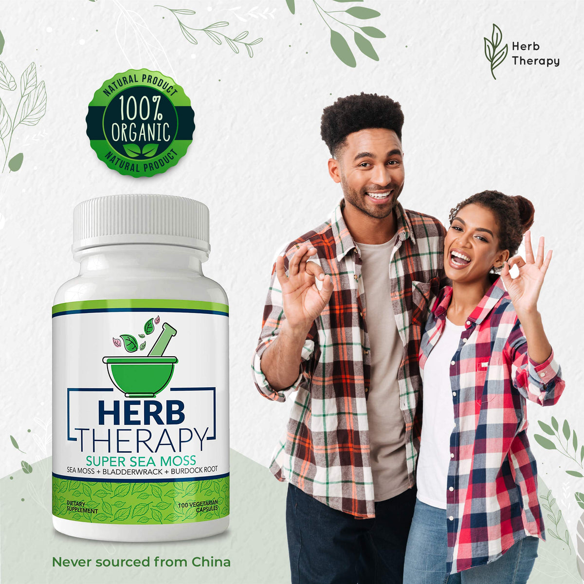 Herb Therapy Sea Moss Capsules 100 Pack - Irish Sea Moss with Bladderwrack