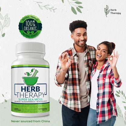 Herb Therapy Sea Moss Capsules 100 Pack - Irish Sea Moss with Bladderwrack