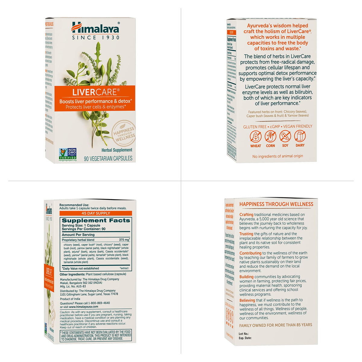 Himalaya LiverCare For Liver Support, 375 mg, 180 Capsules, 90 Day Supply