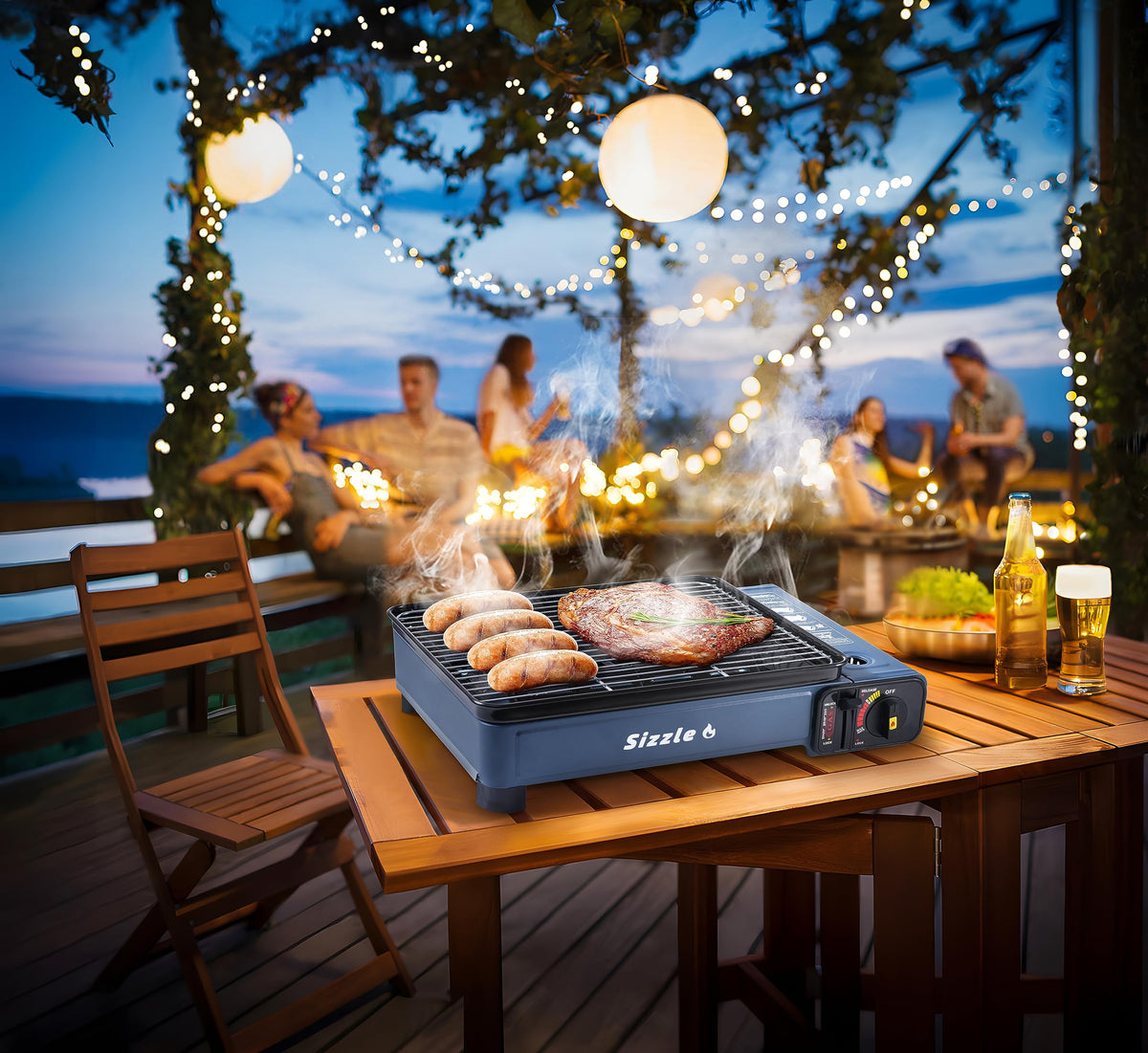 Sizzle Goods Portable Propane and Butane Dual Fuel Gas Grill with Iwatani Style Stainless