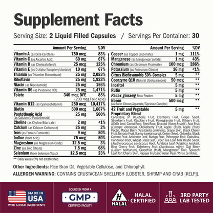 Multivitamin for Men – Methylated Multivitamin – Daily Wellness – 60 Caps