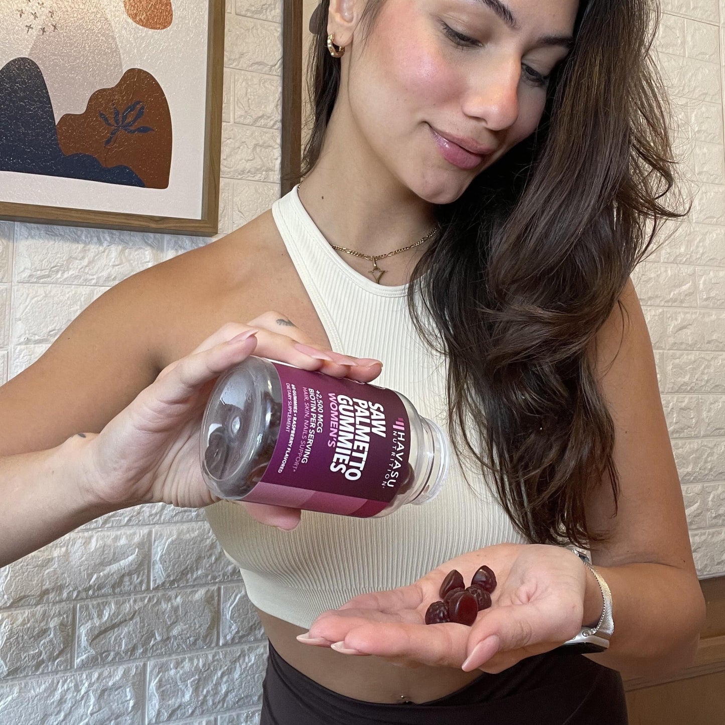 Saw Palmetto Gummies for Women, Raspberry, 60ct, 2500mcg Biotin | DHT Blocker & Hair, Skin, Nail Health Gummies, Supports Stronger-Looking Hair, Raspberry Flavor, 1 Month Supply