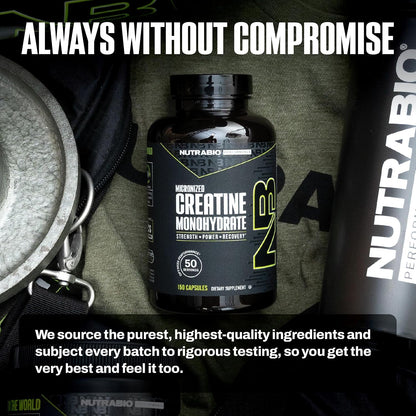 NutraBio Pure Micronized Creatine Monohydrate Capsules, Creatine Pills, Supports Bulk Muscle Energy, Recovery, and Strength - Keto Friendly, Kosher, Creatine Nutritional Supplement for Men and Women