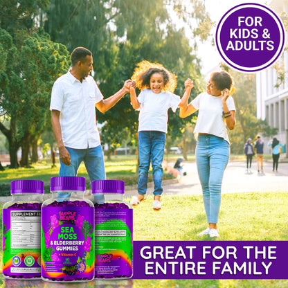 Supplebears Sea Moss Gummies & Elderberry - Vitamin C + Zinc – Extra Strength Immune
