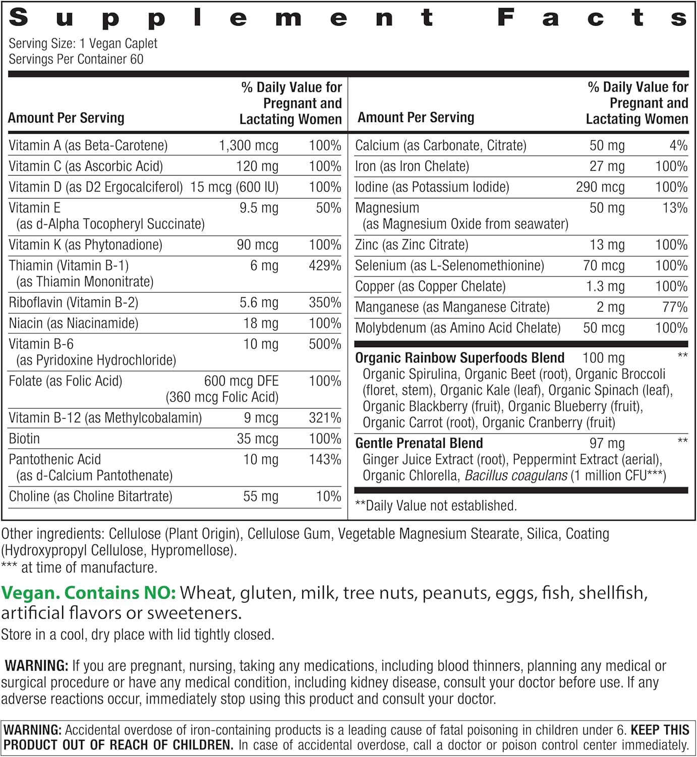 Rainbow Light Prenatal Multivitamin One + for Women | 60 Caplets | Essential Nutrition for Mom & Baby | Real Food Nutrients | Prenatal Botanical & Probiotic Blend | Essential Nutrition for Mom & Baby | Real Food Nutrients | Prenatal Botanical & Probiotic