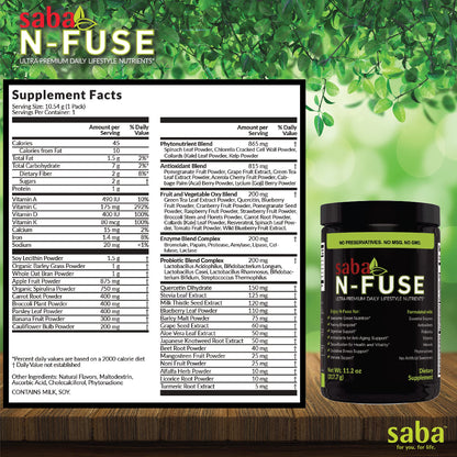 Saba N-Fuse-Whole Food Daily Nutrition,-Phytonutrients, Pre and Probiotics, Enzymes