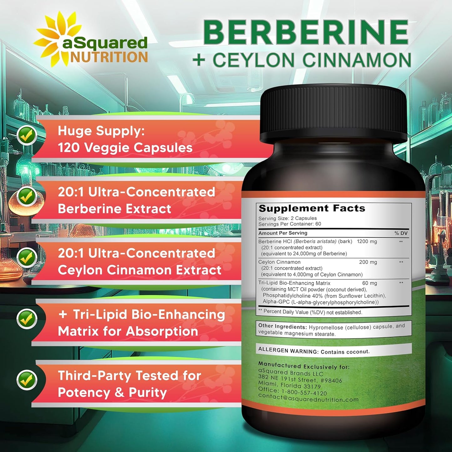 Berberine with Ceylon Cinnamon Supplement - 120 Capsules - 1200mg/Serving | Max Strength Berberine HCl Plus Complex - Premium Pure Extract Pills Alternative to Gummies, Drops & Patches