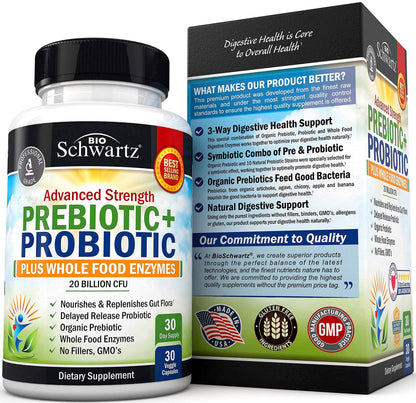 Probiotic & Prebiotic Digestive Health Capsules - 30ct, Gluten & Dairy Free, Non-GMO