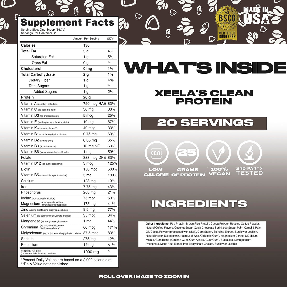 XEELA Plant Based Vegan Protein Powder - Independently Tested - 25g High Protein