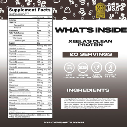 XEELA Plant Based Vegan Protein Powder - Independently Tested - 25g High Protein