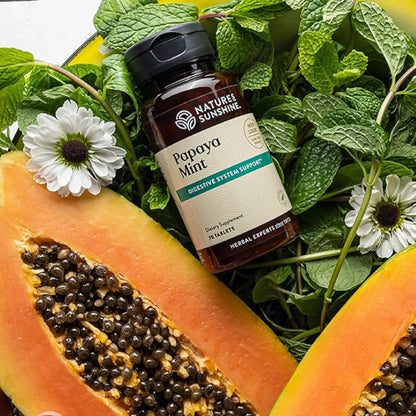Nature's Sunshine Papaya Mint Chewable Tablets | Digestive Enzyme Supplement with Papain & Peppermint | Supports Digestion & Fresh Breath | 70 Ct