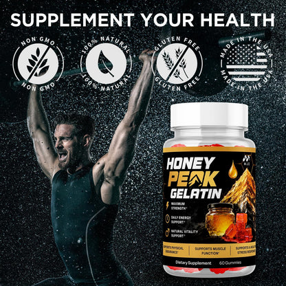 Honey Peak Gelatin Gummies for Men, Honey Peak Gelatin for Men 60 Gummies