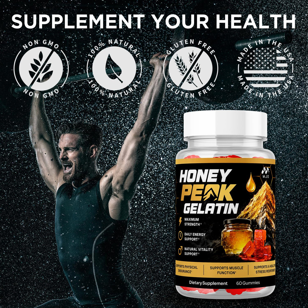 Honey Peak Gelatin Gummies for Men, Honey Peak Gelatin for Men 60 Gummies
