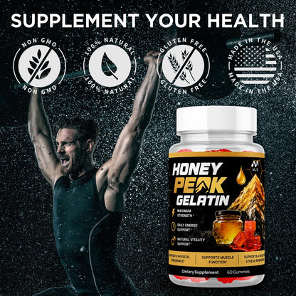 Honey Peak Gelatin Gummies for Men, Honey Peak Gelatin for Men 60 Gummies