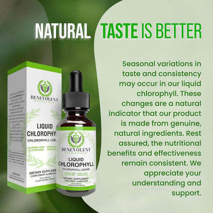 Benevolent Chlorophyll Liquid Drops & Magnesium Complex 4 Month Supply - Highly Concentrated Formula with 4X Potency for Skin Wellness and Freshness - 5 Premium Forms of Magnesium