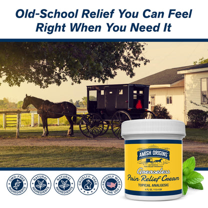 Amish Origins Pain Relief Cream, Maximum Strength Deep Penetrating for Joint, Muscle, Knee, Back, Feet, Hand, Ankle, Aches, 8 fl oz (Pack of 1)
