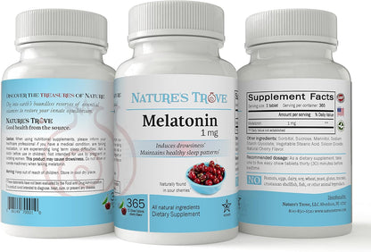 Nature's Trove Melatonin 1mg 365 EZ-Chew Tablets Cherry Flavor