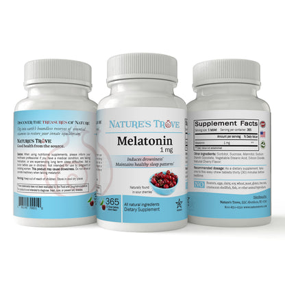 Nature's Trove Melatonin 1mg 365 EZ-Chew Tablets Cherry Flavor