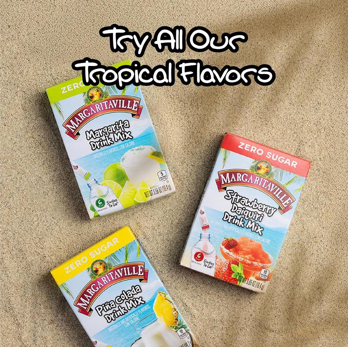 Margaritaville Singles To Go Water Drink Mix - Pina Colada Flavored, Non-Alcoholic Powder Sticks 6 CT, 0.70 Ounce (Pack of 4)