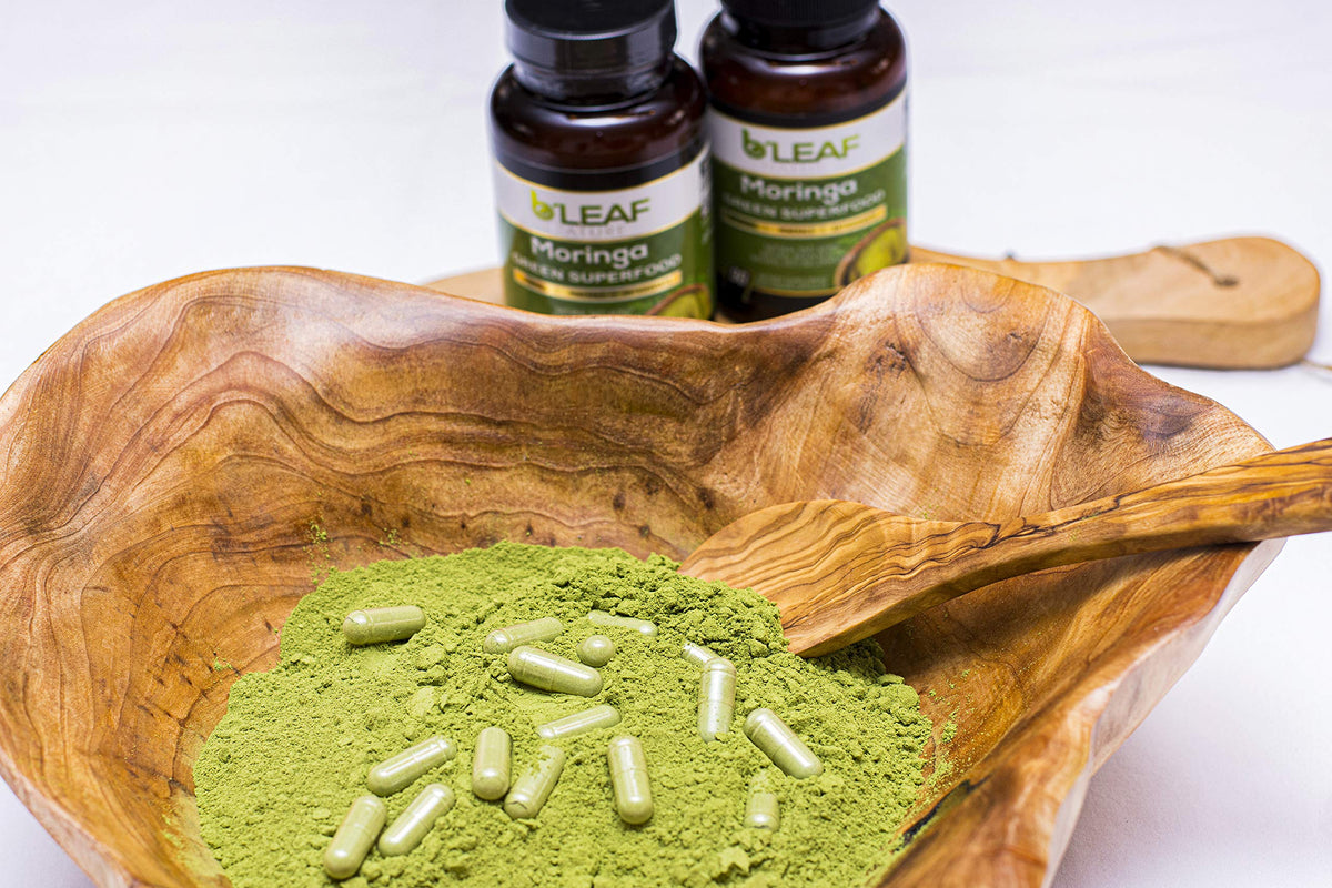 B’Leaf Nature Pure Organic Moringa Oleifera Leaf Powder Capsules 1000mg - Immune