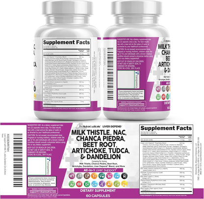 Clean Nutraceuticals Milk Thistle NAC Chanca Piedra Beet Root Artichoke Astragalus Dandelion Root - Liver Cleanse Detox & Repair Supplement Plus TUDCA Choline & Ginger - 1Pack