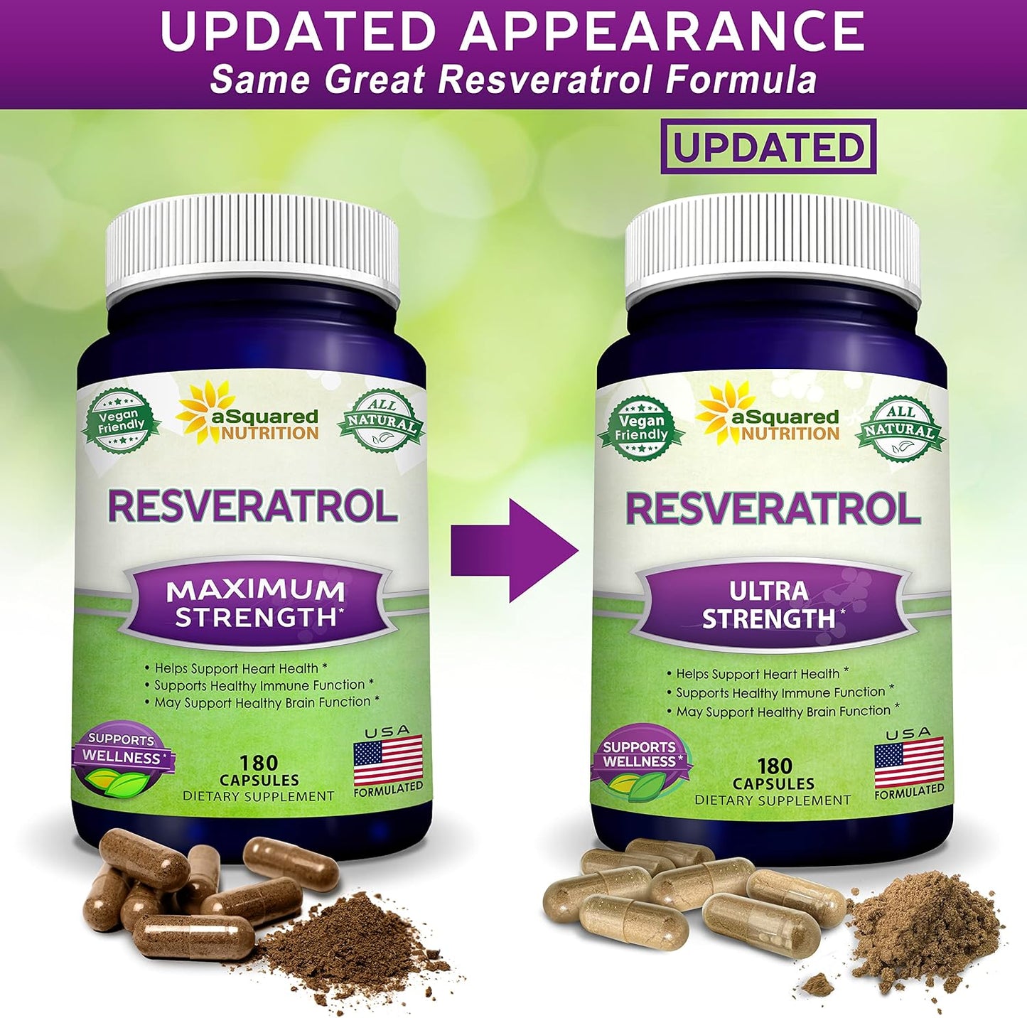 100% Natural Resveratrol Supplement - 1000mg Per Serving - 180 Capsules | Max Strength Antioxidant Polyphenols Complex - Trans-Resveratrol Pills for Heart Health - Pure Formula - 500mg Per Capsule