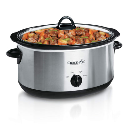 Crock-Pot 7 Quart Oval Manual Slow Cooker, Stainless Steel (SCV700-S-BR) & 7 Quart