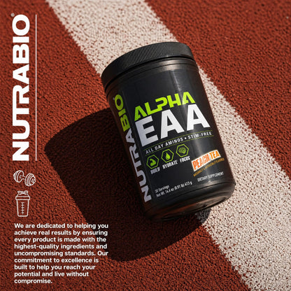 NutraBio Alpha EAA - All-Day Amino Acids for Muscle Growth and Hydration - Essential Amino Acids with Nootropics & Adaptogens- Full Spectrum EAA BCAA Powder - 30 Servings - Strawberry Lemon