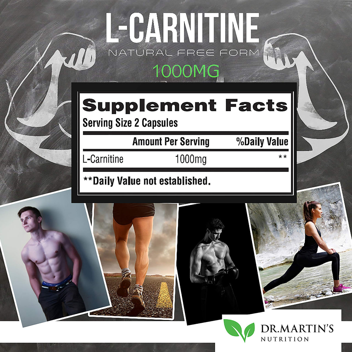 DR. MARTIN'S NUTRITION Extra Strength L-Carnitine - 200 Capsules - 1000mg Per Serving