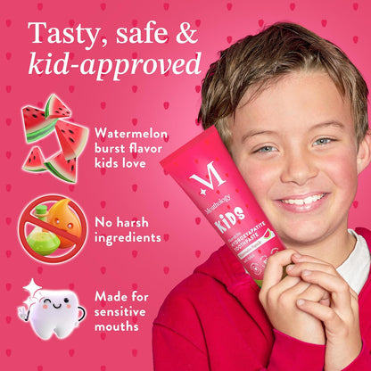 Mouthology Kid's Watermelon Toothpaste and Tongue Brush & Tongue Scraper (Combo Pack)