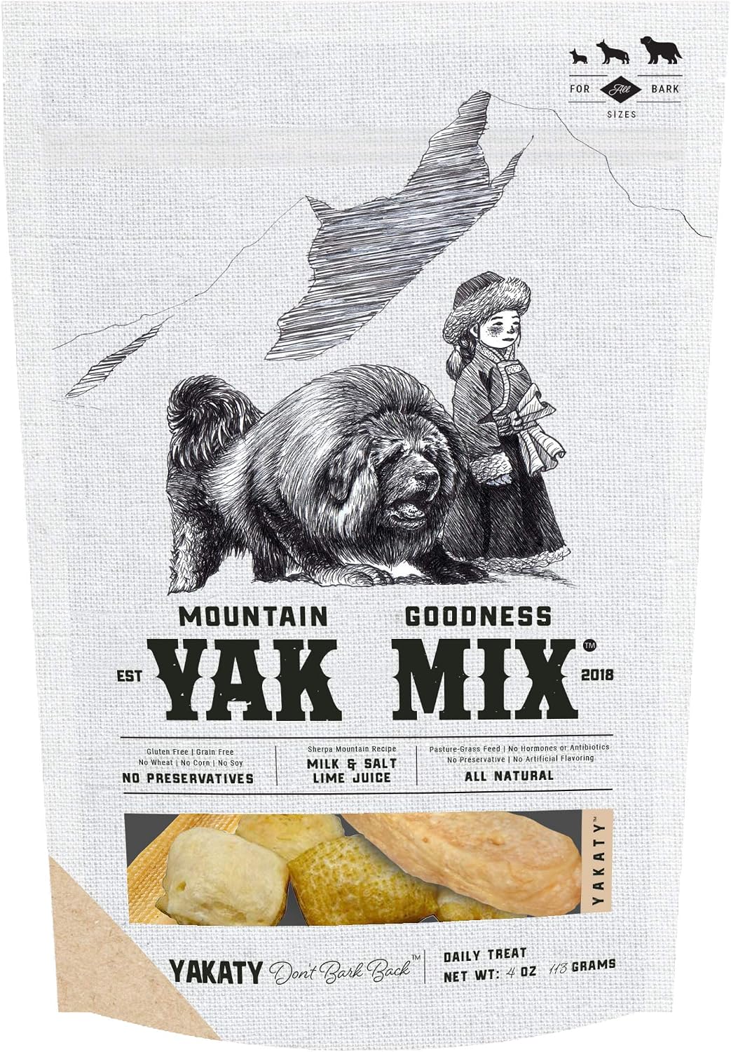 Yakaty Mix 4oz - Natural Himalayan Goodness Dog Chewy, Pop and Puff All in one Bag