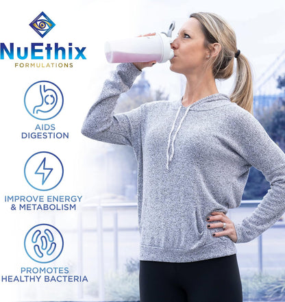 NuEthix Formulations Gourmet Greens Drink Powder Dietary Supplement with Fruit and Vegetable Superfoods and Probiotics, Berry, 30 Servings