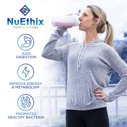NuEthix Formulations Gourmet Greens Drink Powder Dietary Supplement with Fruit and Vegetable Superfoods and Probiotics, Berry, 30 Servings