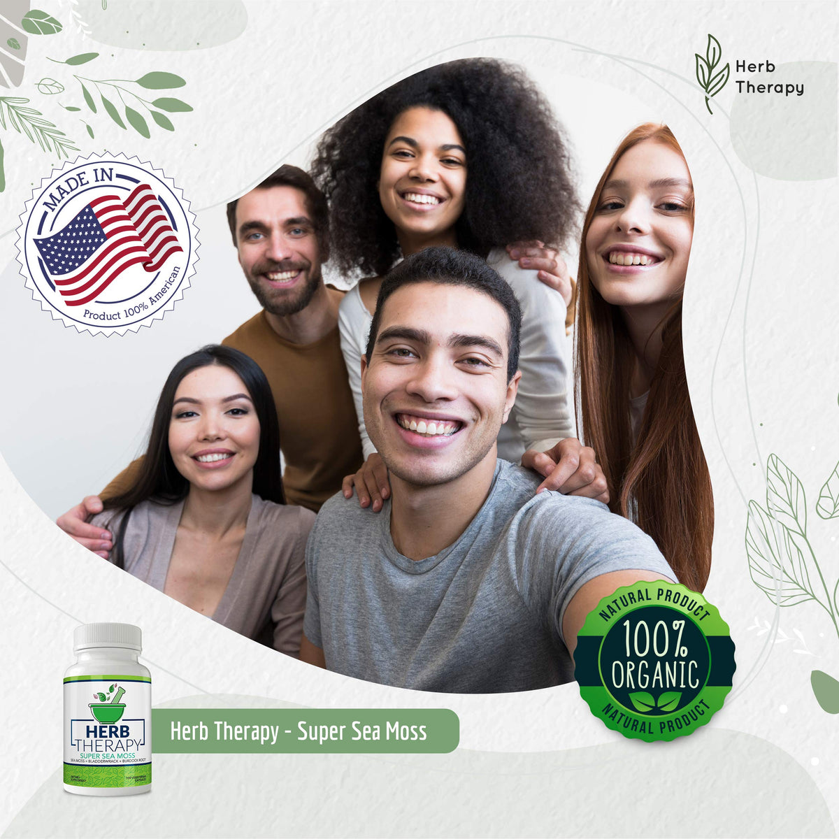 Herb Therapy Sea Moss Capsules 100 Pack - Irish Sea Moss with Bladderwrack