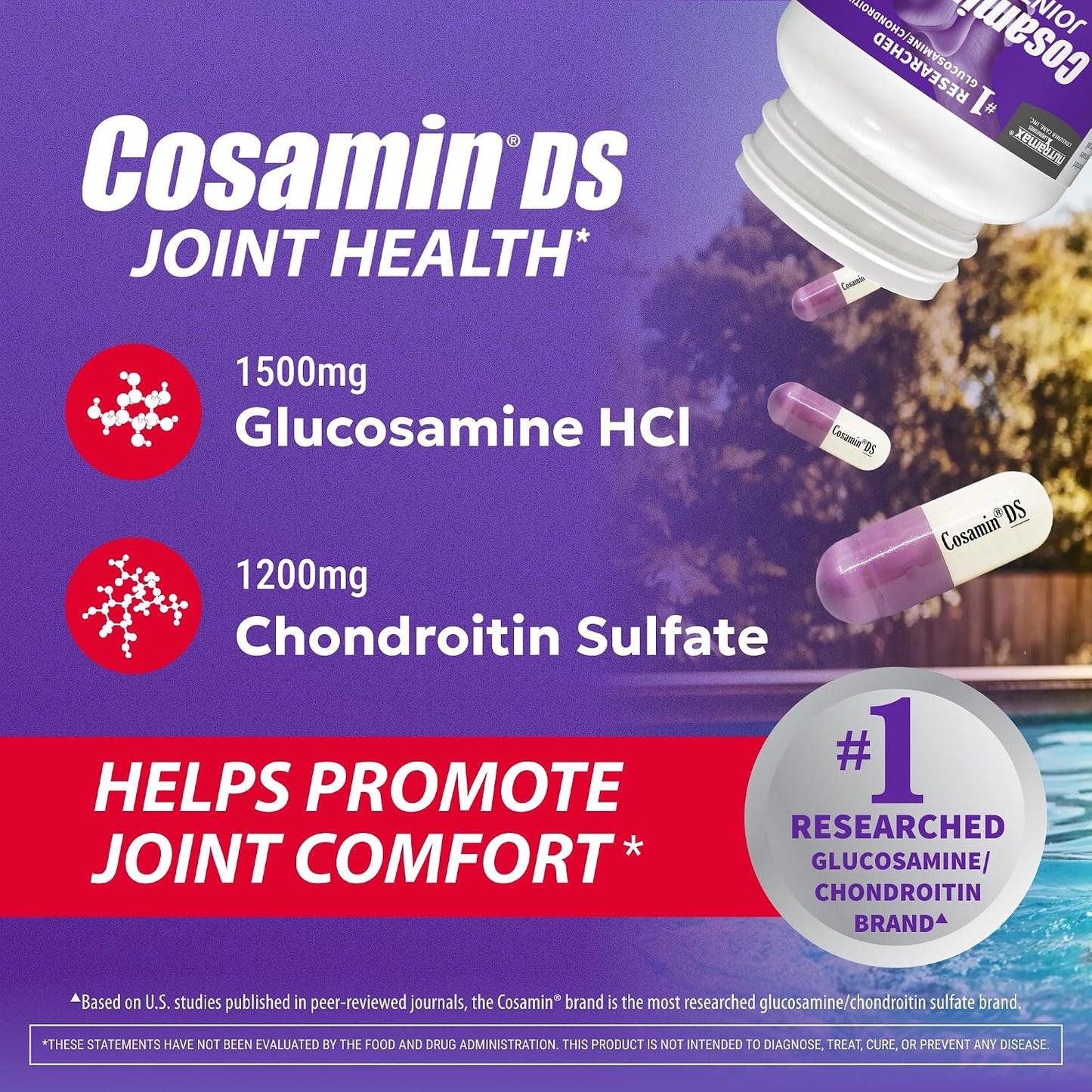 Nutramax Cosamin DS Joint Supplement, Glucosamine Chondroitin, 210 Capsules | Clinically Proven in Published Studies, Trademarked Glucosamine and Chondroitin for Joint Support, Third Party Tested