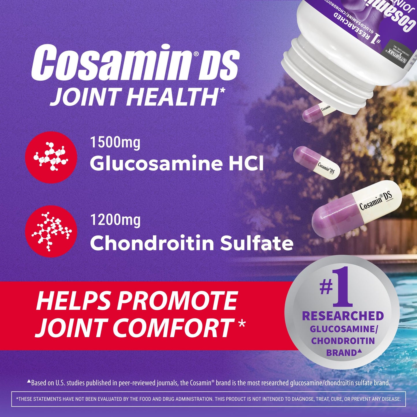 Nutramax Cosamin DS Joint Supplement, Glucosamine Chondroitin, 210 Capsules | Clinically Proven in Published Studies, Trademarked Glucosamine and Chondroitin for Joint Support, Third Party Tested