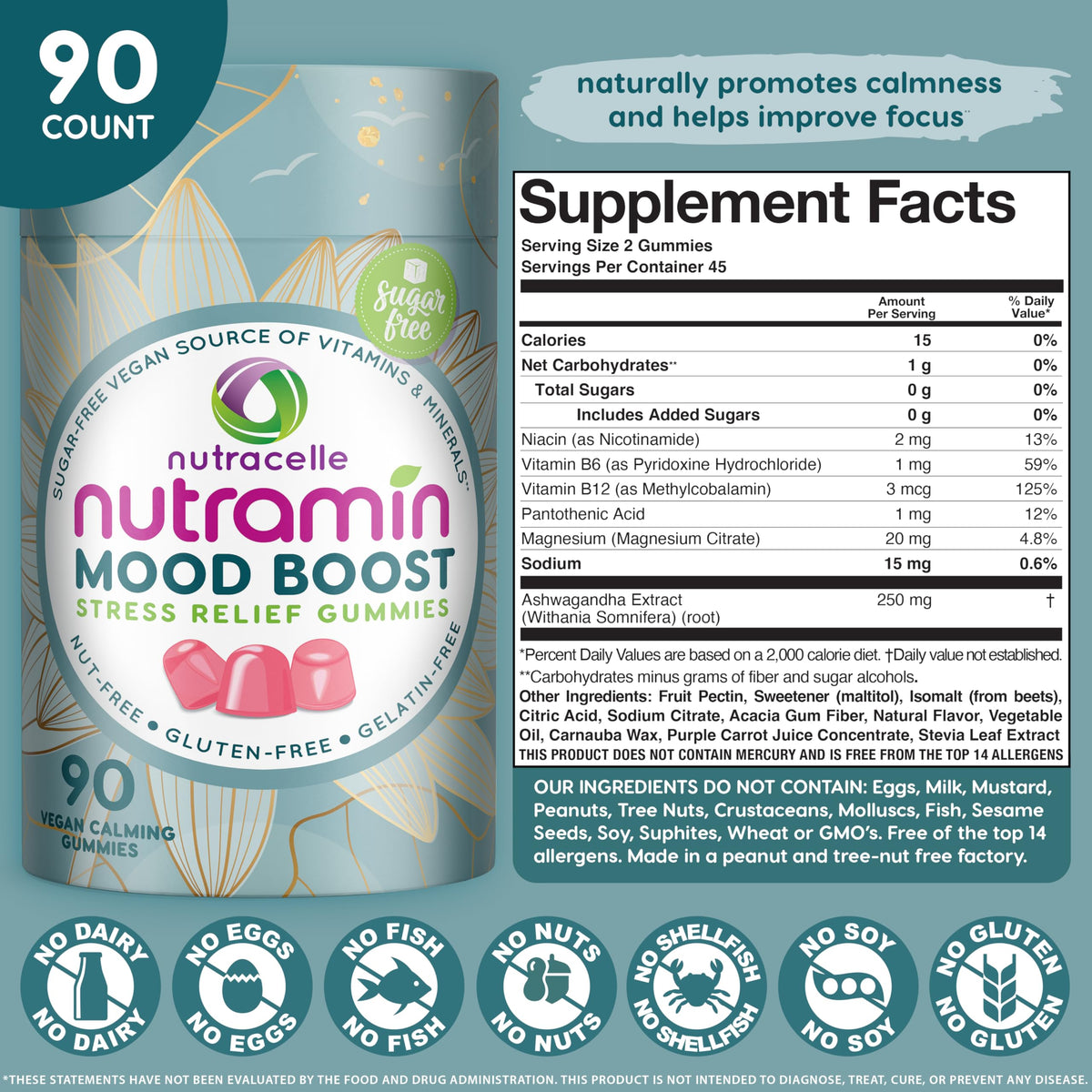Nutracelle NUTRAMIN Mood Boost Multivitamin Gummy - Delicious & Yummy Anti-Stress