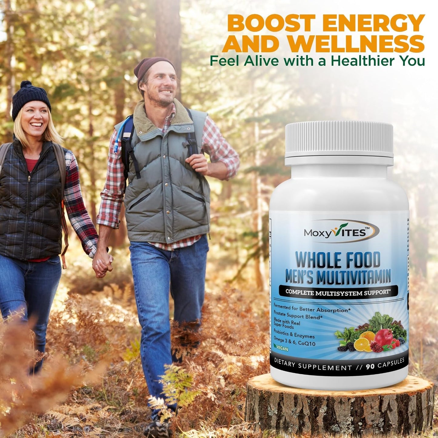 Methylated Mens Multivitamins - Daily Mens Vitamins with 44 Organic Whole Food - Multivitamin for Men with Iron & Fermented Nutrients - Vegan Daily Vitamin for Men with B-Complex, Probiotics, Omegas