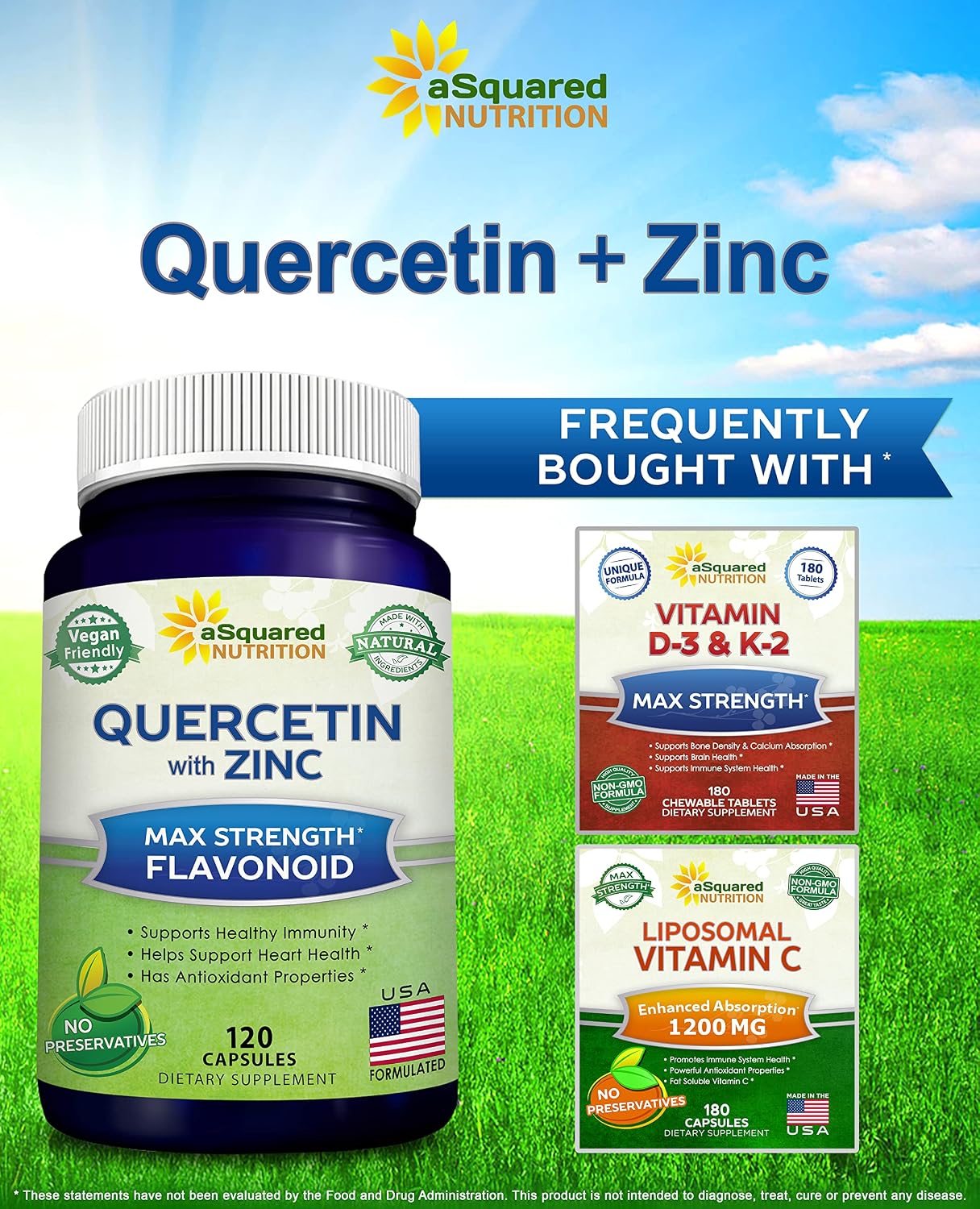 Quercetin with Zinc Supplement - 1000mg Per Serving - 120 Capsules | Quercetin Dihydrate with Zinc & Black Elderberry - Max Strength Powder Complex Pills to Help Improve Immune Response