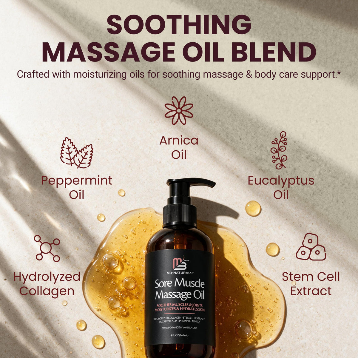 Anti Cellulite Massage Oil for Massage Therapy with Collagen (8 Fl Oz)