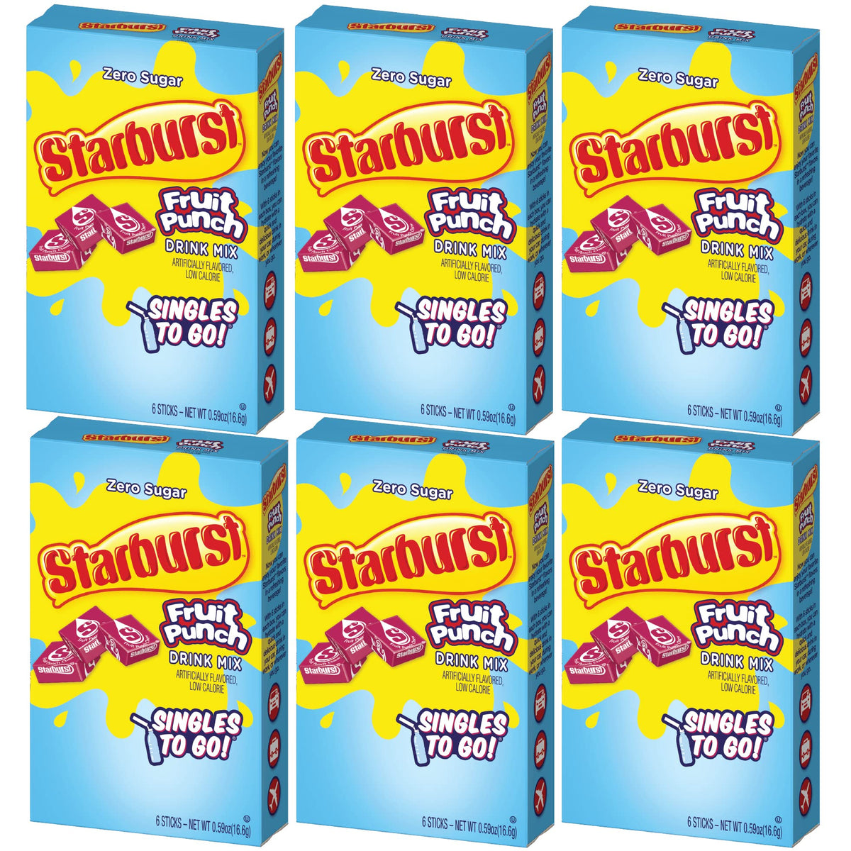 Starburst Cherry Singles To Go Sugar Free Drink Mix Packets - Pack of 6
