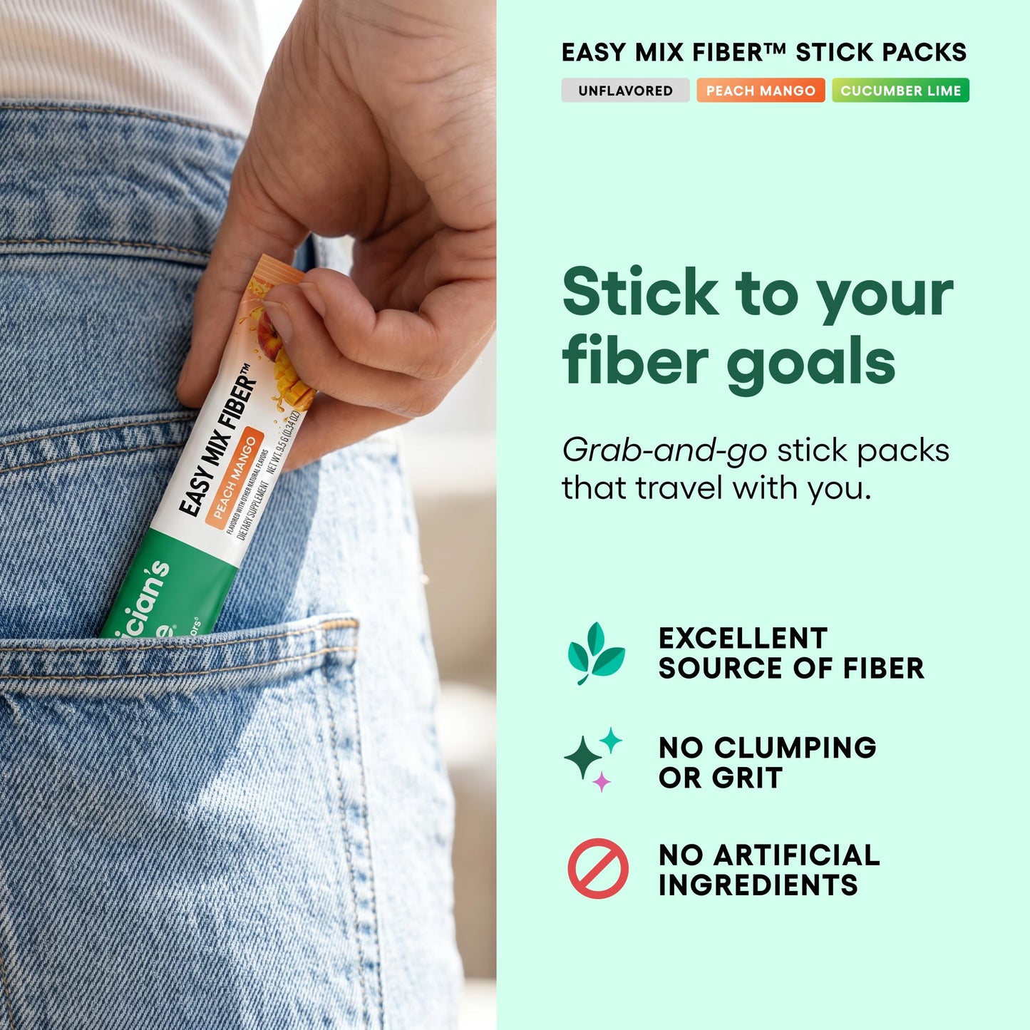 Physician's CHOICE Easy Mix Fiber for GLP-1 Support - No Grit & Sugar Free - Daily Prebiotic Soluble Fiber Powder Supplement - Digestive Health & Regularity - for Women and Men - Unflavored - 7.1oz