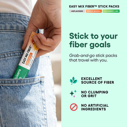 Physician's CHOICE Easy Mix Fiber for GLP-1 Support - No Grit & Sugar Free - Daily Prebiotic Soluble Fiber Powder Supplement - Digestive Health & Regularity - for Women and Men - Unflavored - 7.1oz