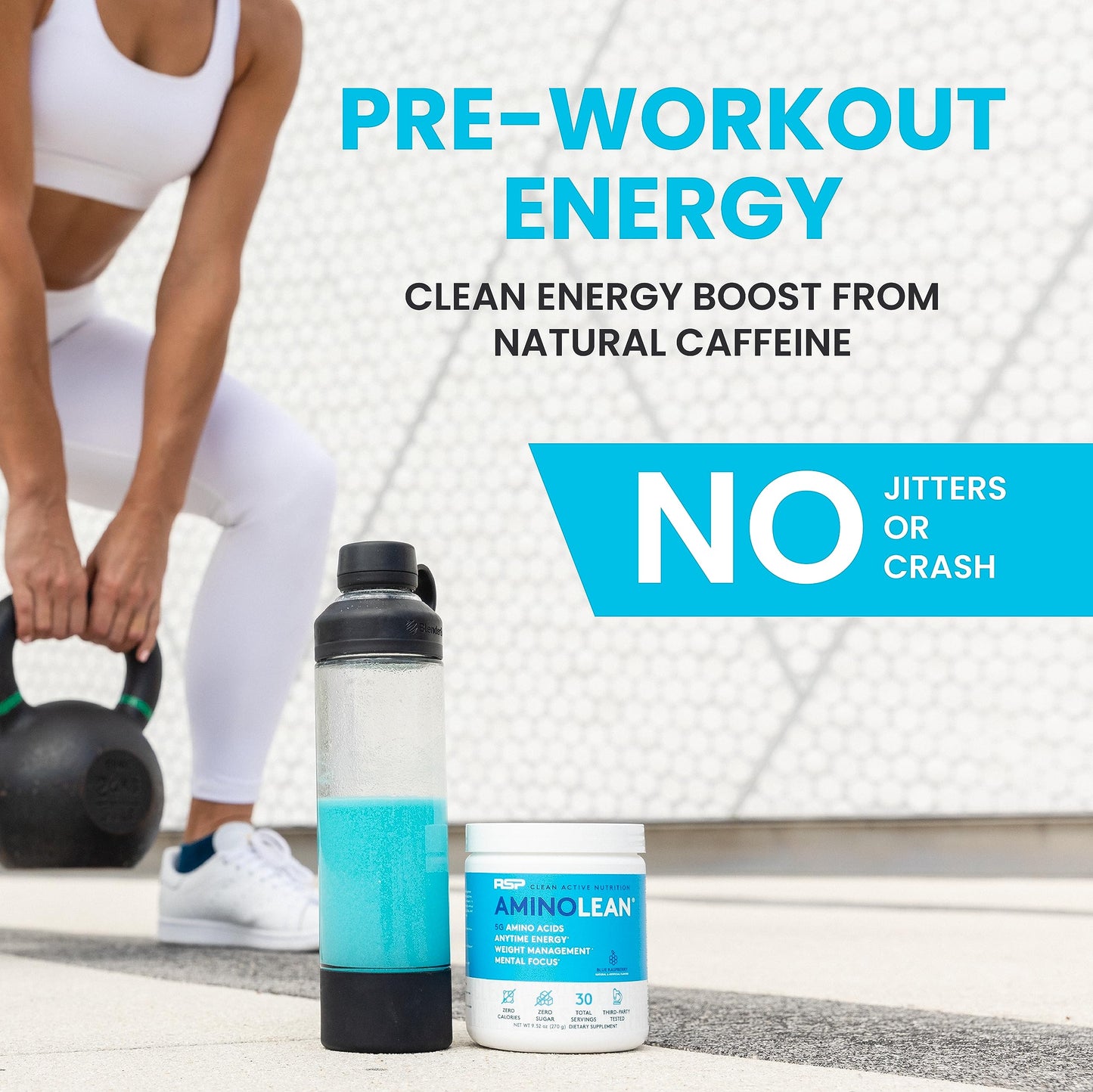 AminoLean Pre Workout Powder & Natural Amino Energy with Vegan BCAA + EAA | Jitter-Free Preworkout Energy from Green Tea + Amino Acids & Weight Management for Women & Men - Vegan, Zero Sugar, No Crash