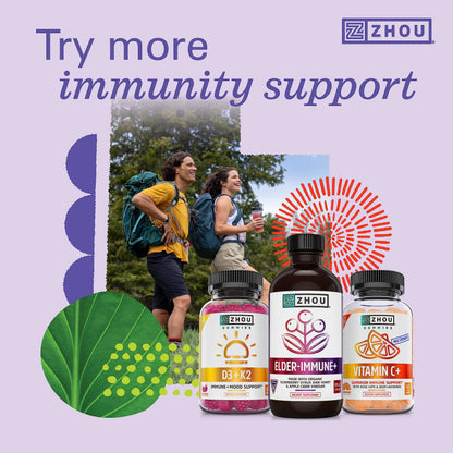 Zhou Nutrition Elder-Mune Sambucus Elderberry Gummies with Zinc and Vitamin C