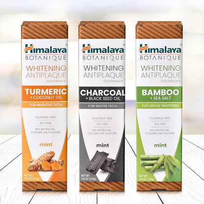 Himalaya Botanique Whitening Antiplaque Charcoal Toothpaste, 4 oz, 2 Pack